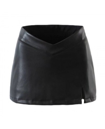 Hot Y2K Black PU Leather Women's Mini Skirt 2022 Vintage Sexy Skirts Irregular Waist with Anti-glare Culottes faldas ropa muj...