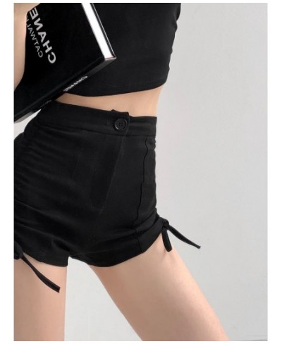 Summer Fashion Young Girl Elastic Denim Shorts Sexy Female Casual Green Trend Drawstring High Waist Tight A-line Short Pants ...