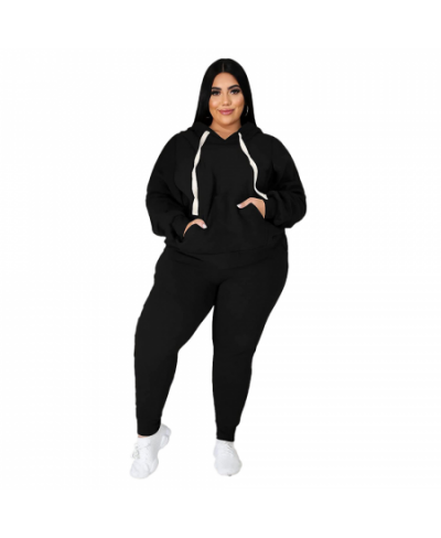 Plus Size Women's Clothing Fall Fashion Casual Sports Suit Solid Color Sweater Two-piece Set Ladies XL-5XL Oversize $54.41 - ...