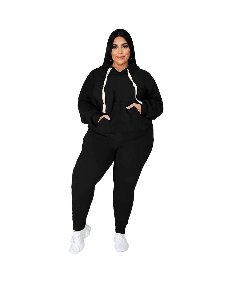 Plus Size Women's Clothing Fall Fashion Casual Sports Suit Solid Color Sweater Two-piece Set Ladies XL-5XL Oversize $54.41 - ...