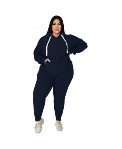 Plus Size Women's Clothing Fall Fashion Casual Sports Suit Solid Color Sweater Two-piece Set Ladies XL-5XL Oversize $54.41 - ...