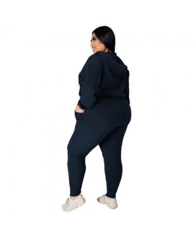 Plus Size Women's Clothing Fall Fashion Casual Sports Suit Solid Color Sweater Two-piece Set Ladies XL-5XL Oversize $54.41 - ...