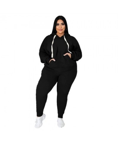 Plus Size Women's Clothing Fall Fashion Casual Sports Suit Solid Color Sweater Two-piece Set Ladies XL-5XL Oversize $54.41 - ...