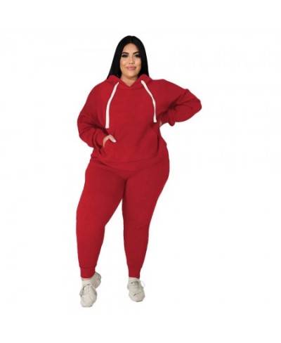 Plus Size Women's Clothing Fall Fashion Casual Sports Suit Solid Color Sweater Two-piece Set Ladies XL-5XL Oversize $54.41 - ...