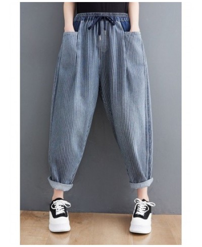 Cropped Jeans Denim Women's Cotton New Elastic Waist Fashion Jeans European and American Loose Harlan Oversized cargo pants $...