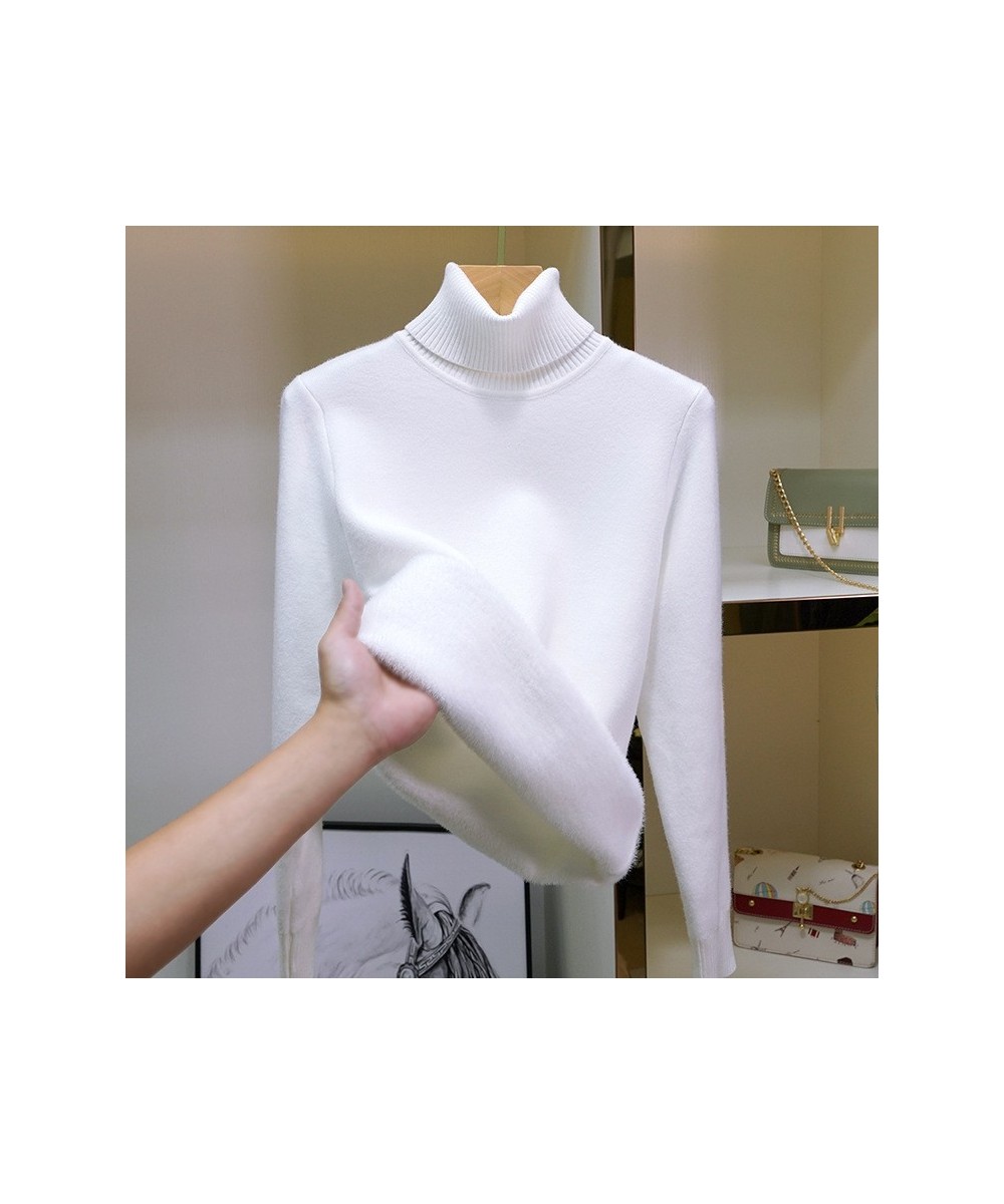 Winter Turtleneck Slim Sweater Womem Warm Poleras Plush Lined Thicken Knit Pullover Korean Pulls Soft Knitwear Jumper Sueter ...