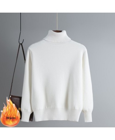 Winter Turtleneck Slim Sweater Womem Warm Poleras Plush Lined Thicken Knit Pullover Korean Pulls Soft Knitwear Jumper Sueter ...