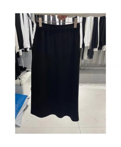 Women Clothes Fashion Drawstring Black Elastic Waist A-line Skirt Spring Simplicity Pocket High Waist Skirt Ladies Dress $43....