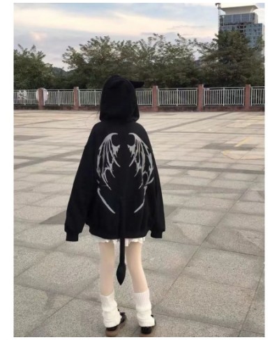 Gothic Harajuku Zip Up Hoodies Women Mall Goth Tops Japanese Streetwear Kawaii Hooded Sweatshirt 2022 Autumn Pullovers $46.40...