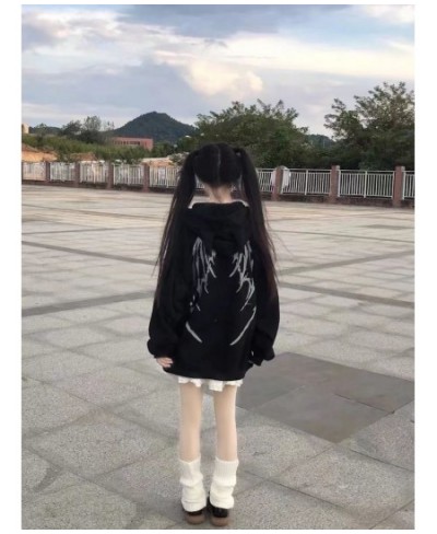 Gothic Harajuku Zip Up Hoodies Women Mall Goth Tops Japanese Streetwear Kawaii Hooded Sweatshirt 2022 Autumn Pullovers $46.40...