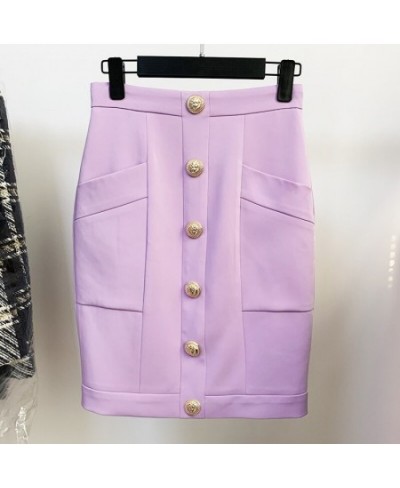 HIGH STREET 2023 S/S Designer Fashion Women's Lion Buttons Embellished Pockets Skirt $26.30 - Skirts