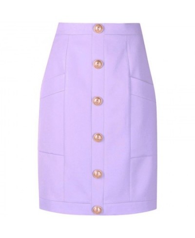 HIGH STREET 2023 S/S Designer Fashion Women's Lion Buttons Embellished Pockets Skirt $26.30 - Skirts