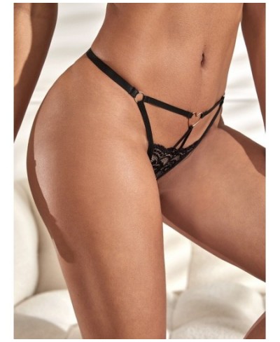 Sexy Lace Thong Women Black Low-waist Hollow Out Female G String Temptation Embroidery Intimates Panties Womens Lingerie $13....