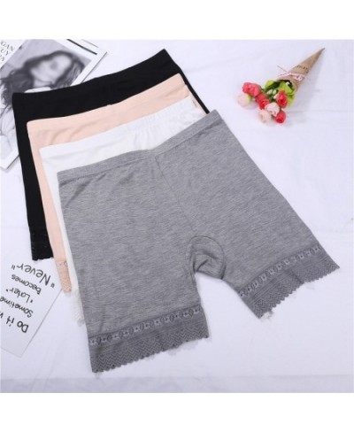 Modal Lace Safety Short Pants Women Seamless Underwear Mid-Waist Plus Size Panties Anti-Light Safety Shorts $15.69 - Underwear