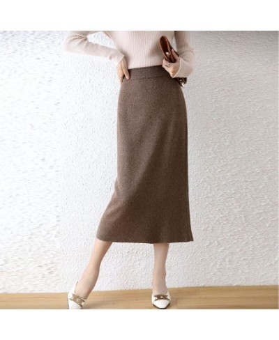 2023 New Autumn Winter Women Skirts 100% Wool Knitted High Waist Skirt Bag Hip Skirts Female Fashion Solid Color Casual Skirt...