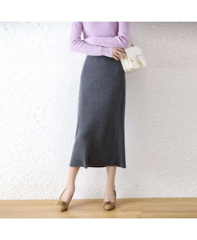 2023 New Autumn Winter Women Skirts 100% Wool Knitted High Waist Skirt Bag Hip Skirts Female Fashion Solid Color Casual Skirt...