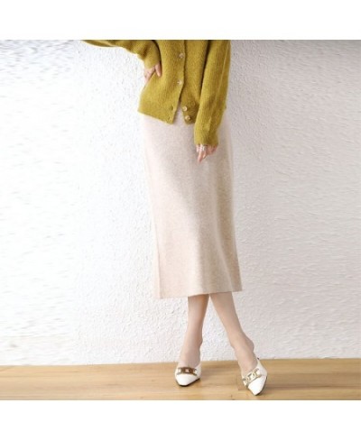 2023 New Autumn Winter Women Skirts 100% Wool Knitted High Waist Skirt Bag Hip Skirts Female Fashion Solid Color Casual Skirt...