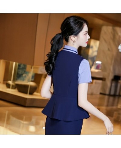 Fashion Ladies Blue Waistcoat Vest Women 2 Piece Skirt and Top Sets Business Suits Work Uniform Office Wear OL Styles $87.06 ...