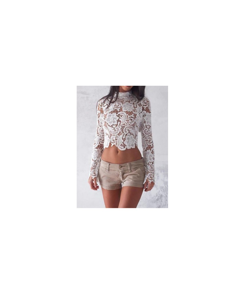 New Elegant Fashion Women Casual Lace Tops Long Sleeve Loose Shirt Ladies Blouse Plus Size $24.41 - Women Tops