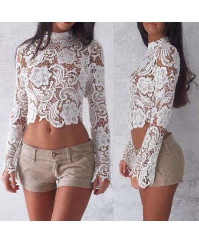 New Elegant Fashion Women Casual Lace Tops Long Sleeve Loose Shirt Ladies Blouse Plus Size $24.41 - Women Tops