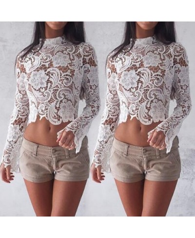 New Elegant Fashion Women Casual Lace Tops Long Sleeve Loose Shirt Ladies Blouse Plus Size $24.41 - Women Tops