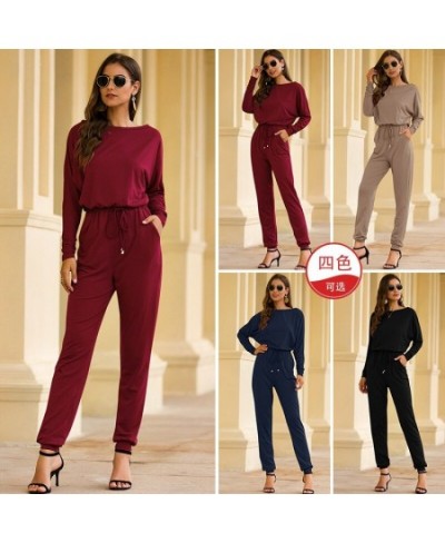 Autumn Lace Up Fashion Womens Casual Loose Jumpsuits Casual Ankle Banded Pants Rompers Jumpsuit Playsuit For Women 2023 $32.4...