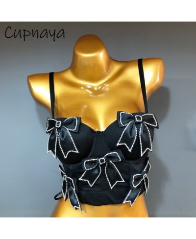 Glitter Bow Women Crop Top Summer Push Up Bustier Corset Camisole Bralette Performance Costume Dance Vest Black White $48.91 ...