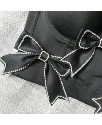 Glitter Bow Women Crop Top Summer Push Up Bustier Corset Camisole Bralette Performance Costume Dance Vest Black White $48.91 ...