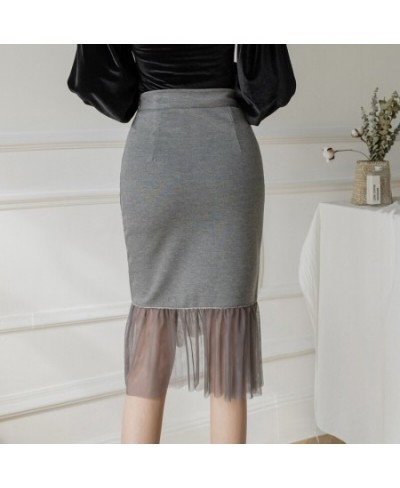 Faldas Mujer Moda 2023 Fashion High Waist Bodycon Sexy Skirts Women Korean Clothes Black Gray Elegant Button Red Pencil Skirt...