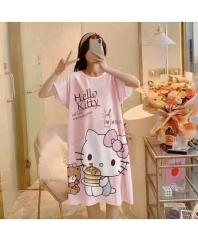 Hello Kitty Print Cartoon Sleepwear Cute Nightdress Daisy Mickey Duck Thin Summer Female Pajamas Nighty Home Wear $30.90 - Sl...