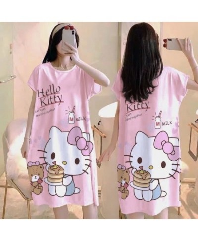 Hello Kitty Print Cartoon Sleepwear Cute Nightdress Daisy Mickey Duck Thin Summer Female Pajamas Nighty Home Wear $30.90 - Sl...