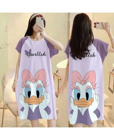 Hello Kitty Print Cartoon Sleepwear Cute Nightdress Daisy Mickey Duck Thin Summer Female Pajamas Nighty Home Wear $30.90 - Sl...