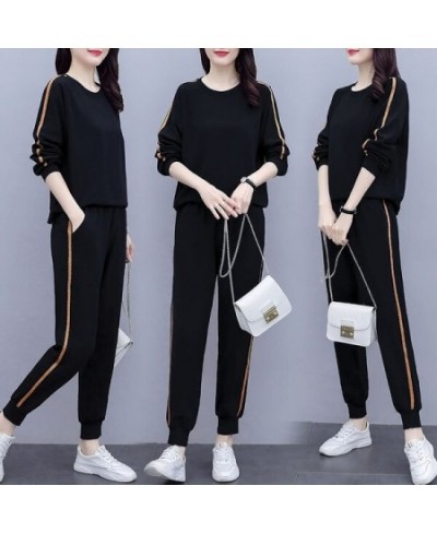 2023 Slim Black Hoodies Women Set Stripe Side Casual Two Piece Set Women Zipper Long Hooded Sweatshirt + Pant 3xl $41.04 - Su...