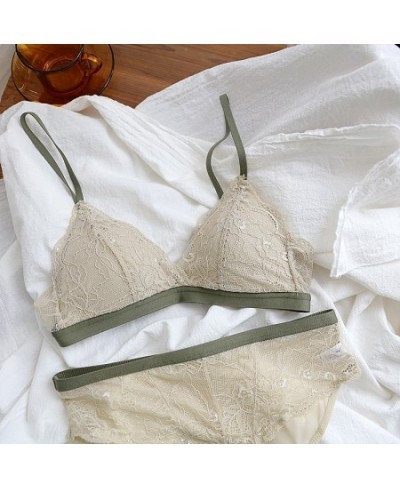 Lace triangle cup underwear thin section no steel ring is small and thin shoulder strap girls bra panties set $39.48 - Underwear