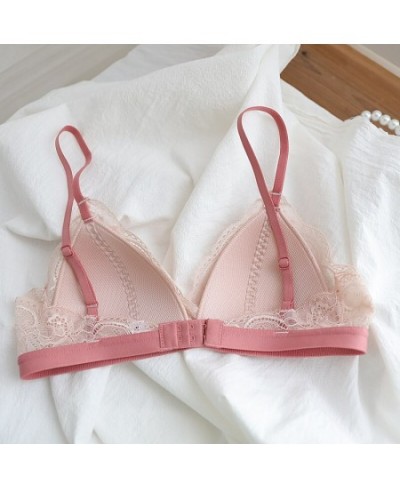 Lace triangle cup underwear thin section no steel ring is small and thin shoulder strap girls bra panties set $39.48 - Underwear