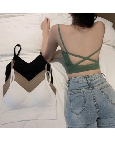 Large U-shaped Cross Seamless Sling Threaded Chest Anti-light Sleepwear Bottoming Vest Underwear Cotton Soft White Crop Tube ...