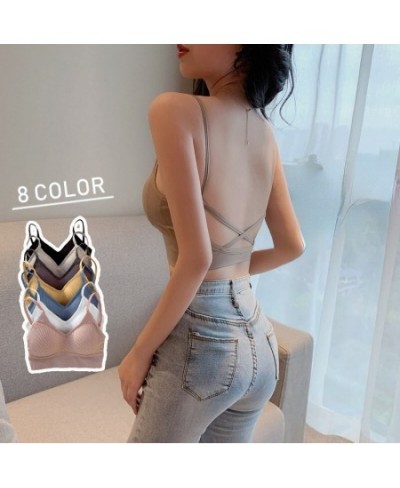 Large U-shaped Cross Seamless Sling Threaded Chest Anti-light Sleepwear Bottoming Vest Underwear Cotton Soft White Crop Tube ...