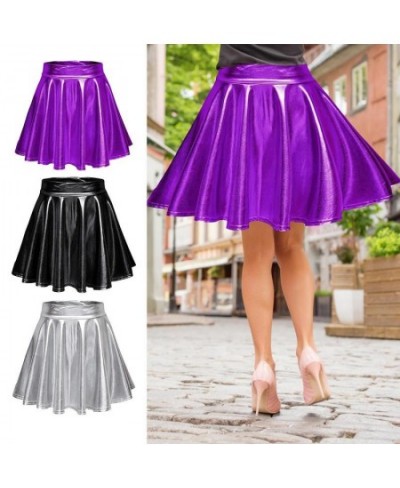 Metallic Skirt Women's Metallic Pleated Skirt Mini Skater Skirt Sun Costume Space Girl Costume 90s Outfit For Ballet Disco $2...