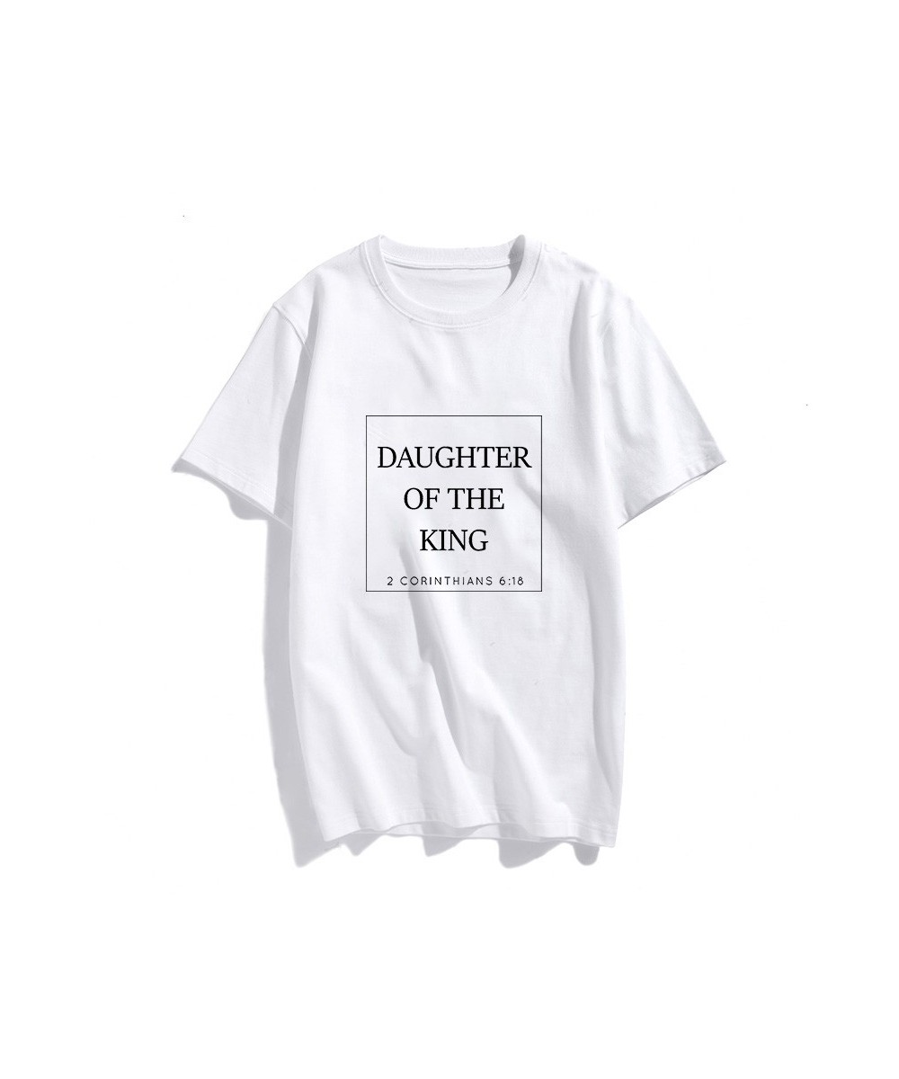 Christian T-Shirt Daughter of The King Letter Print Cute Women T-Shirt Jesus Shirt Harajuku Graphic Top Female Women T Clothe...