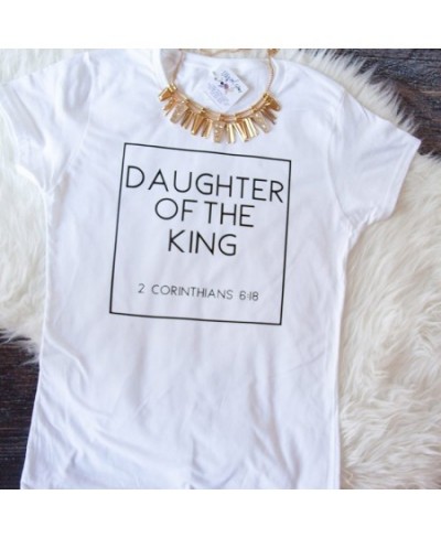 Christian T-Shirt Daughter of The King Letter Print Cute Women T-Shirt Jesus Shirt Harajuku Graphic Top Female Women T Clothe...