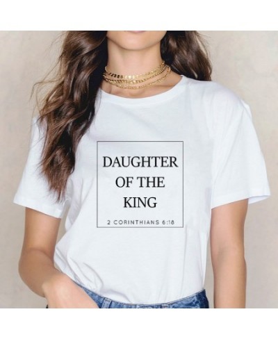 Christian T-Shirt Daughter of The King Letter Print Cute Women T-Shirt Jesus Shirt Harajuku Graphic Top Female Women T Clothe...