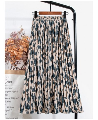 Leopard Print Long Maxi Pleated Skirt Women Fashion 2022 Summer Korean Elastic High Waist Aesthetic Chiffon Skirt Female $33....