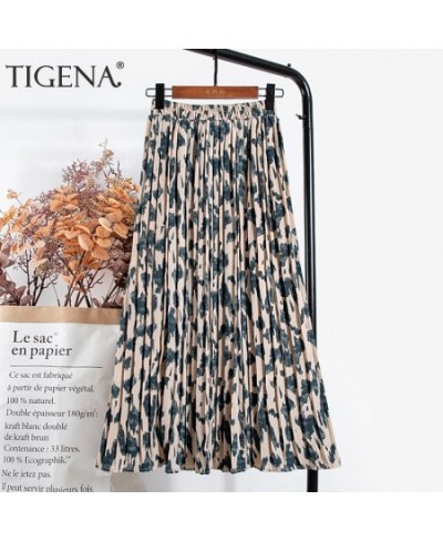 Leopard Print Long Maxi Pleated Skirt Women Fashion 2022 Summer Korean Elastic High Waist Aesthetic Chiffon Skirt Female $33....