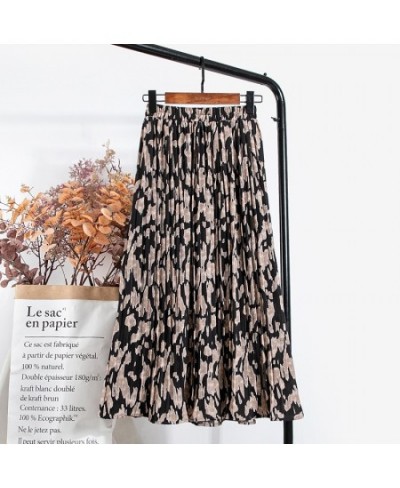 Leopard Print Long Maxi Pleated Skirt Women Fashion 2022 Summer Korean Elastic High Waist Aesthetic Chiffon Skirt Female $33....