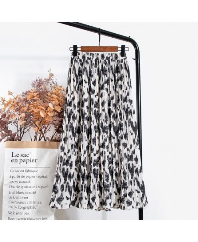 Leopard Print Long Maxi Pleated Skirt Women Fashion 2022 Summer Korean Elastic High Waist Aesthetic Chiffon Skirt Female $33....