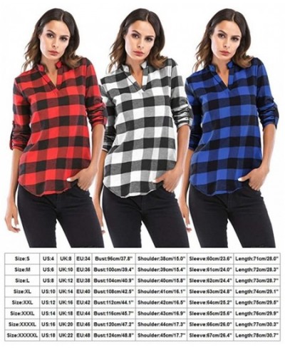 Slim Women's Pullover Plaid Shirts Plus Size 5XL Casual V Neck Blouse Cuffed Long Sleeve Camisas Tops Tunic Shirt $24.27 - Wo...