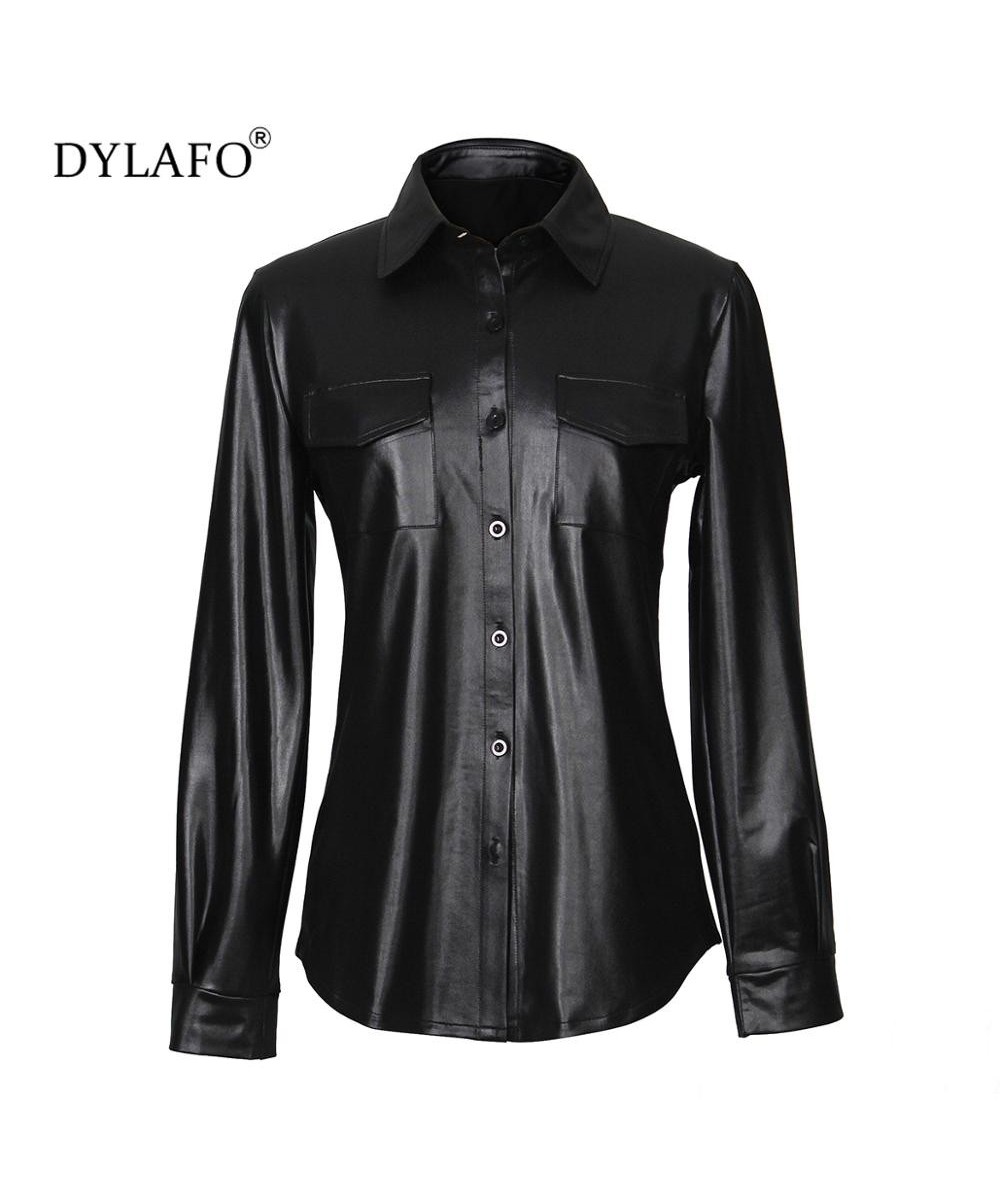 Women's PU Leather Long Sleeve Blouses Nightclub Sexy Women PU Shirt Fashion Female Ladies Elegant Long Sleeve Tops $54.51 - ...