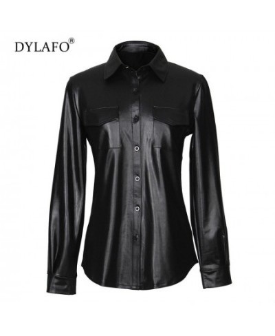 Women's PU Leather Long Sleeve Blouses Nightclub Sexy Women PU Shirt Fashion Female Ladies Elegant Long Sleeve Tops $54.51 - ...