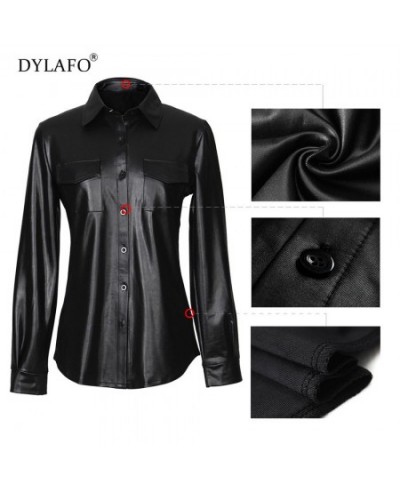 Women's PU Leather Long Sleeve Blouses Nightclub Sexy Women PU Shirt Fashion Female Ladies Elegant Long Sleeve Tops $54.51 - ...