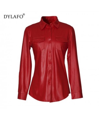 Women's PU Leather Long Sleeve Blouses Nightclub Sexy Women PU Shirt Fashion Female Ladies Elegant Long Sleeve Tops $54.51 - ...